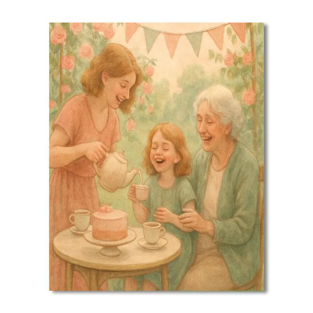 Garden Tea Party Two Generations Number painting