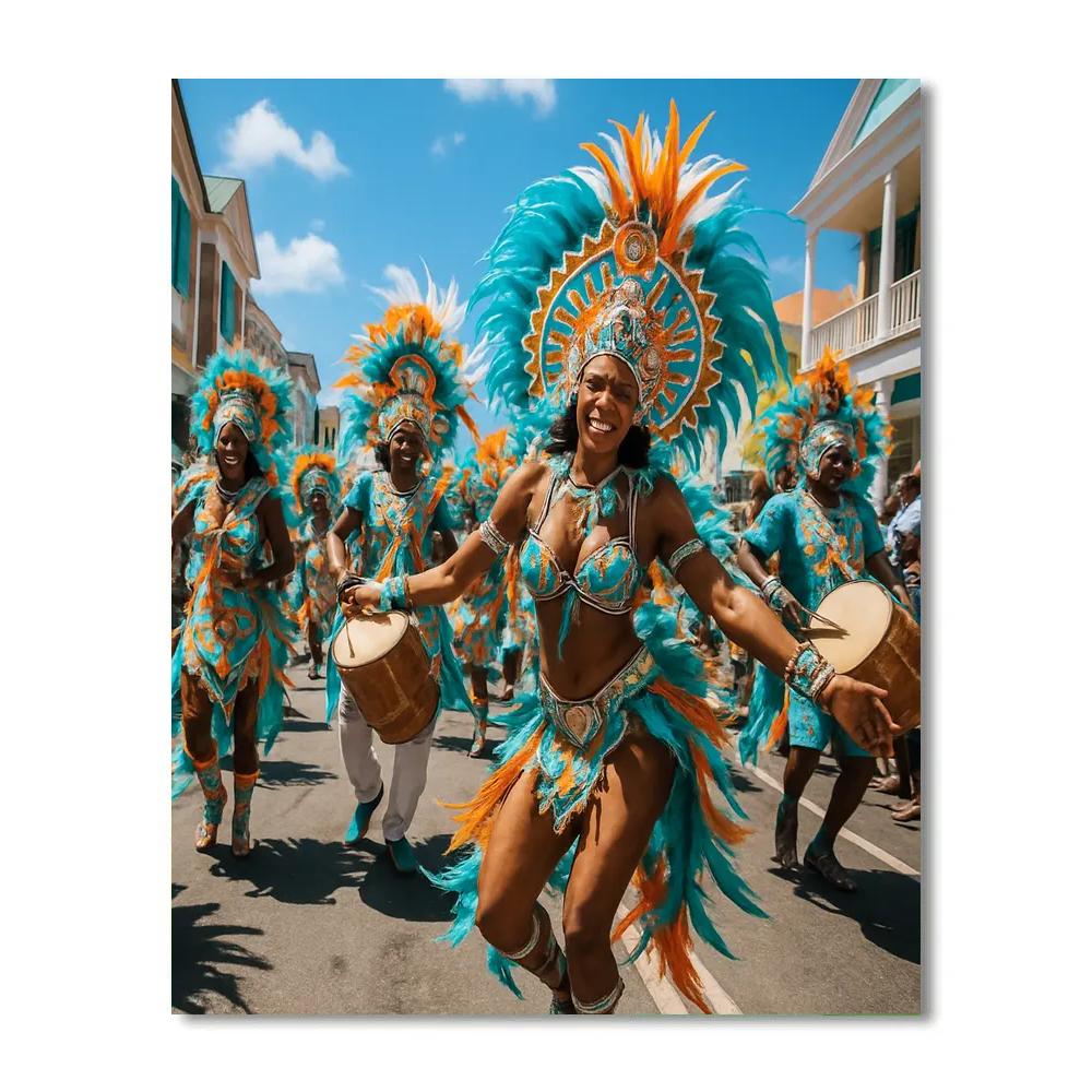 Junkanoo Parade In Nassau Bahamas DIY paint by numbers