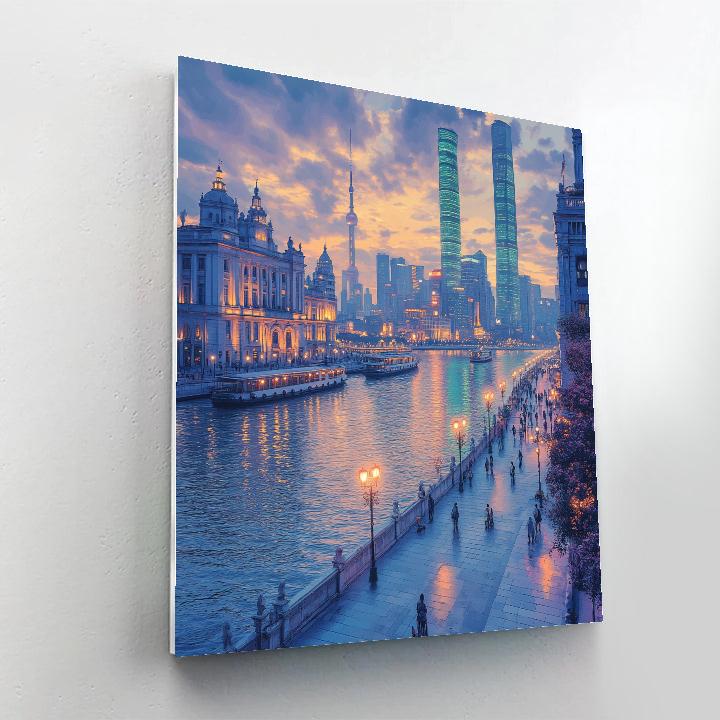 Bund Riverside And Skyline Shanghai China paint by color