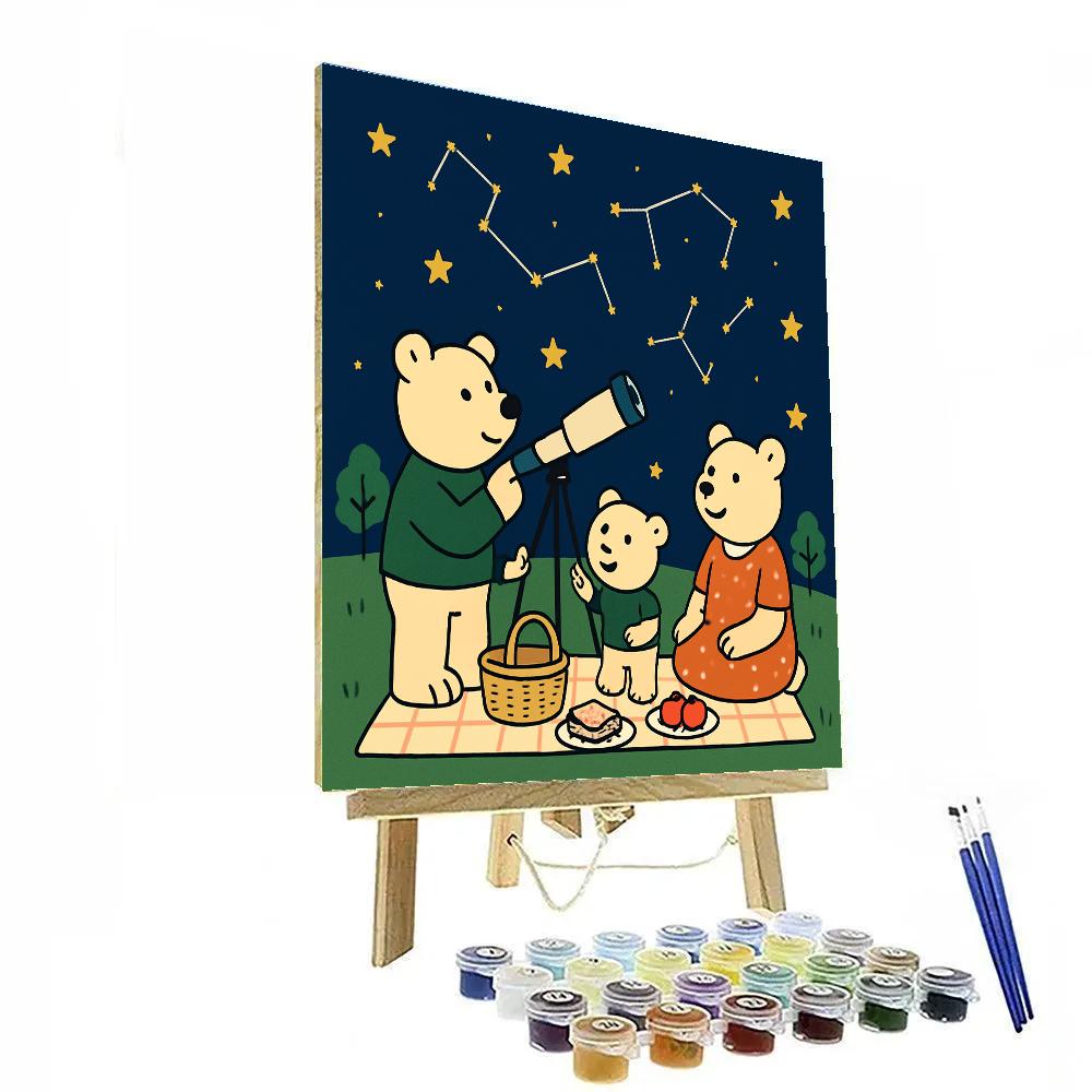Stargazing Bear Picnic Paint by numbers art