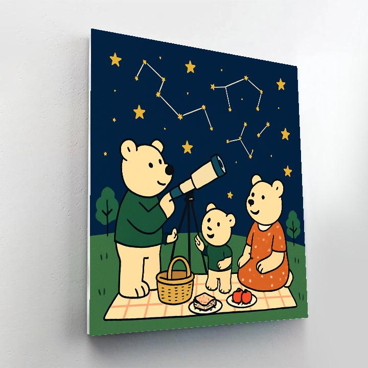 Stargazing Bear Picnic Paint by numbers art