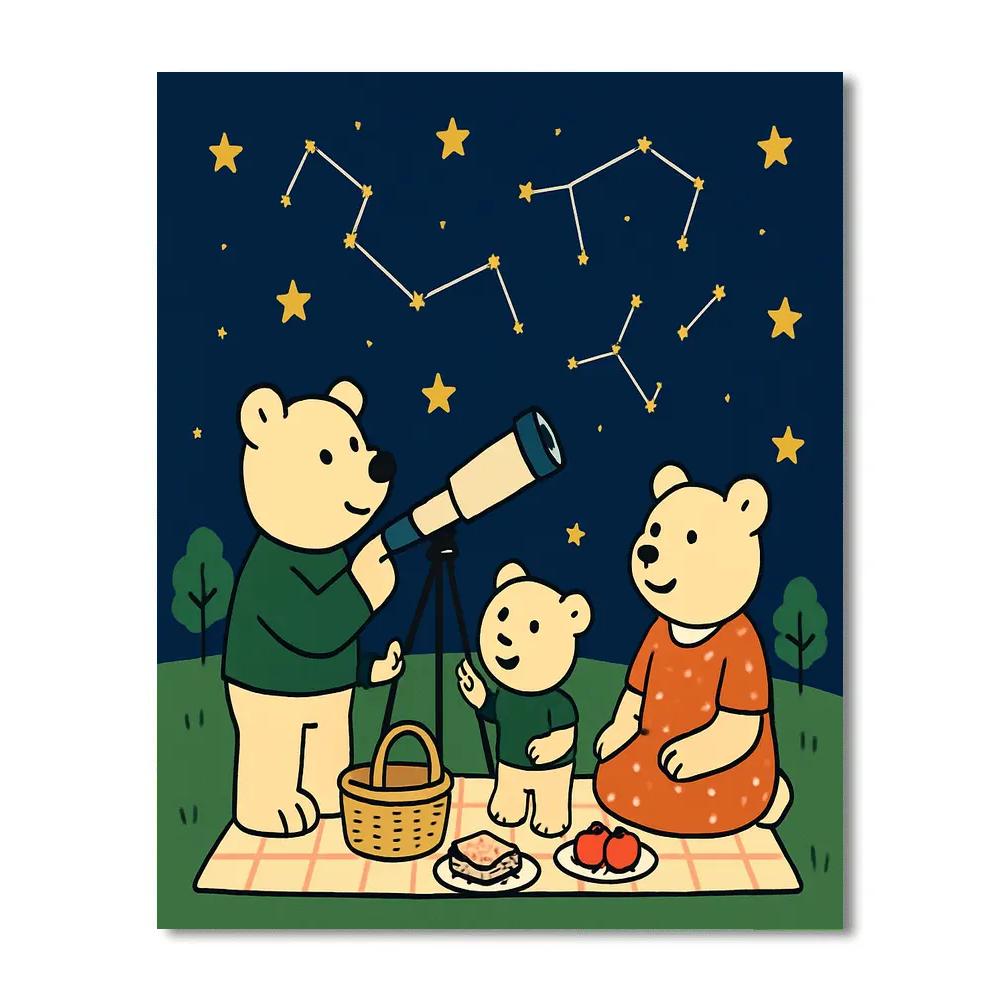 Stargazing Bear Picnic Paint by numbers art