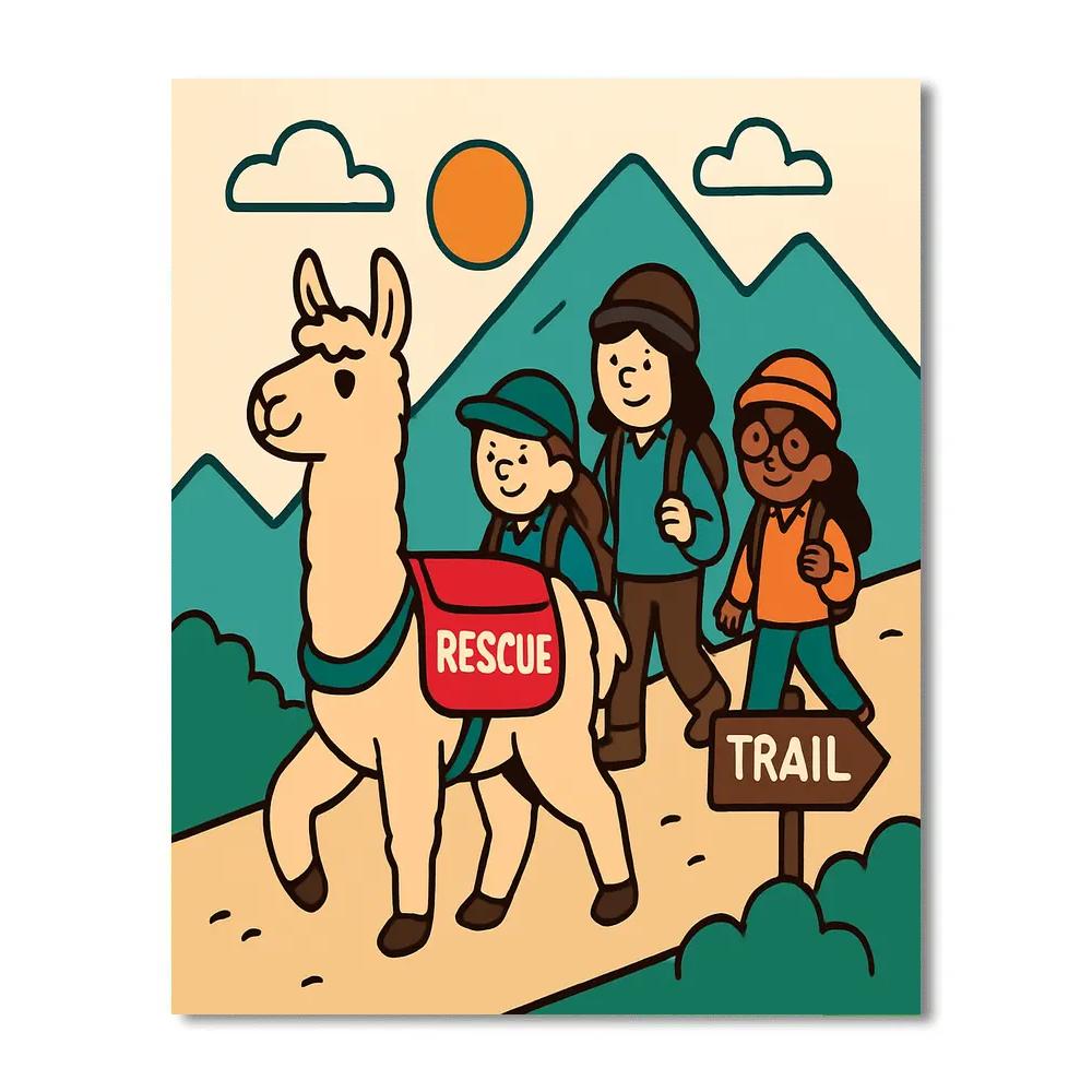 Mountain Rescue Llama Paint by numbers art