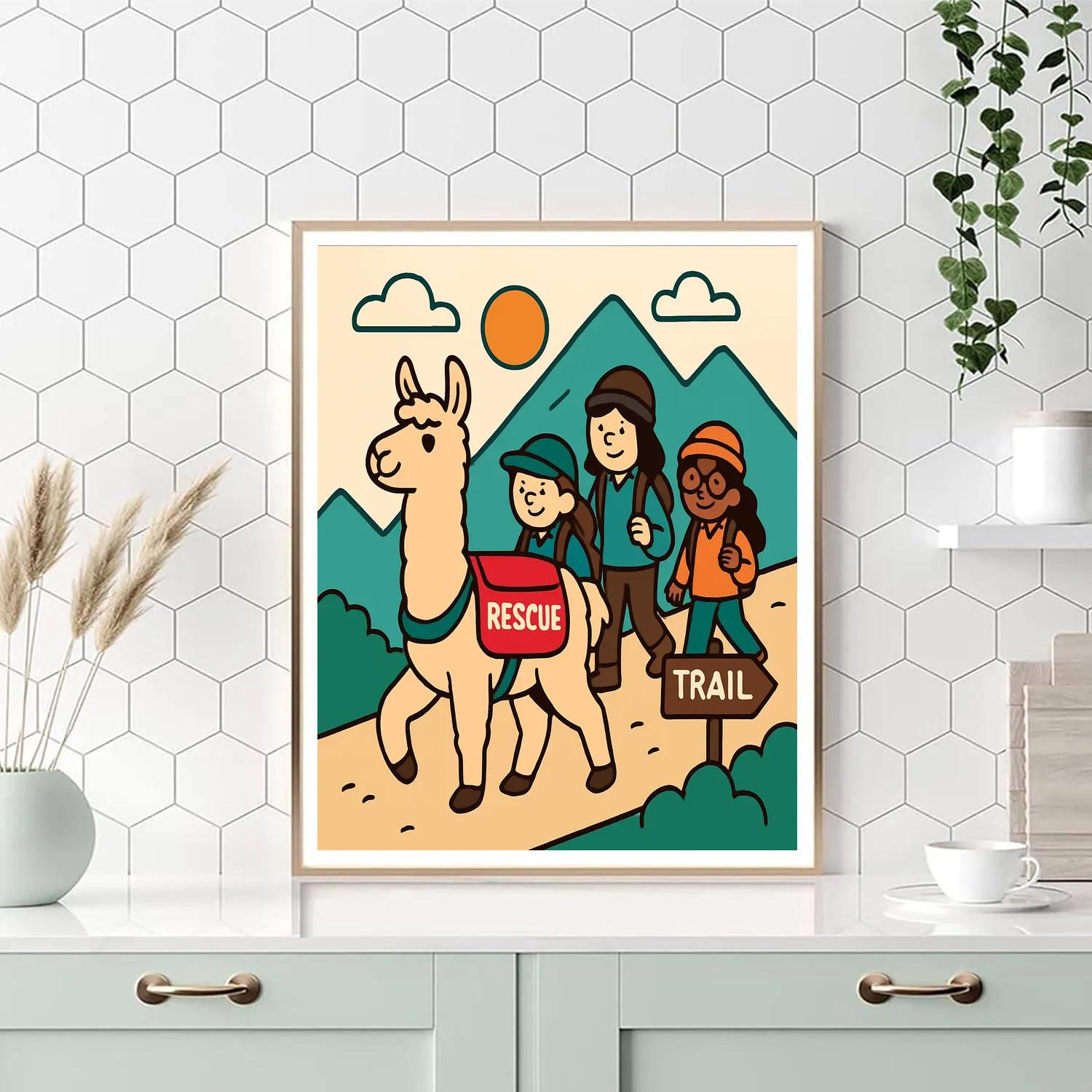 Mountain Rescue Llama Paint by numbers art