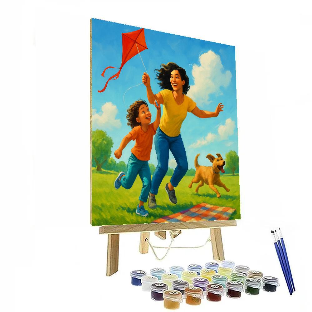 Spring Park Kite Lesson Painting by numbers kit