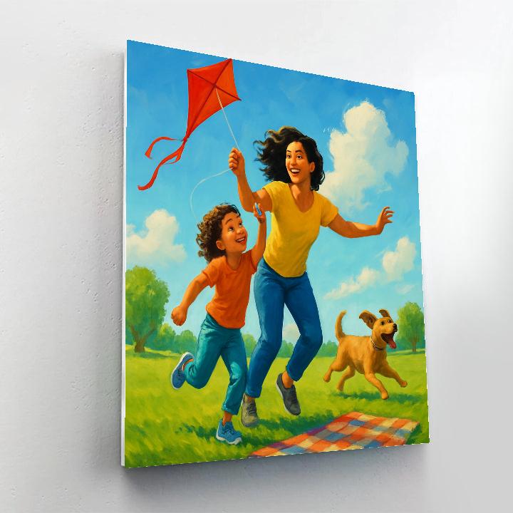 Spring Park Kite Lesson Painting by numbers kit