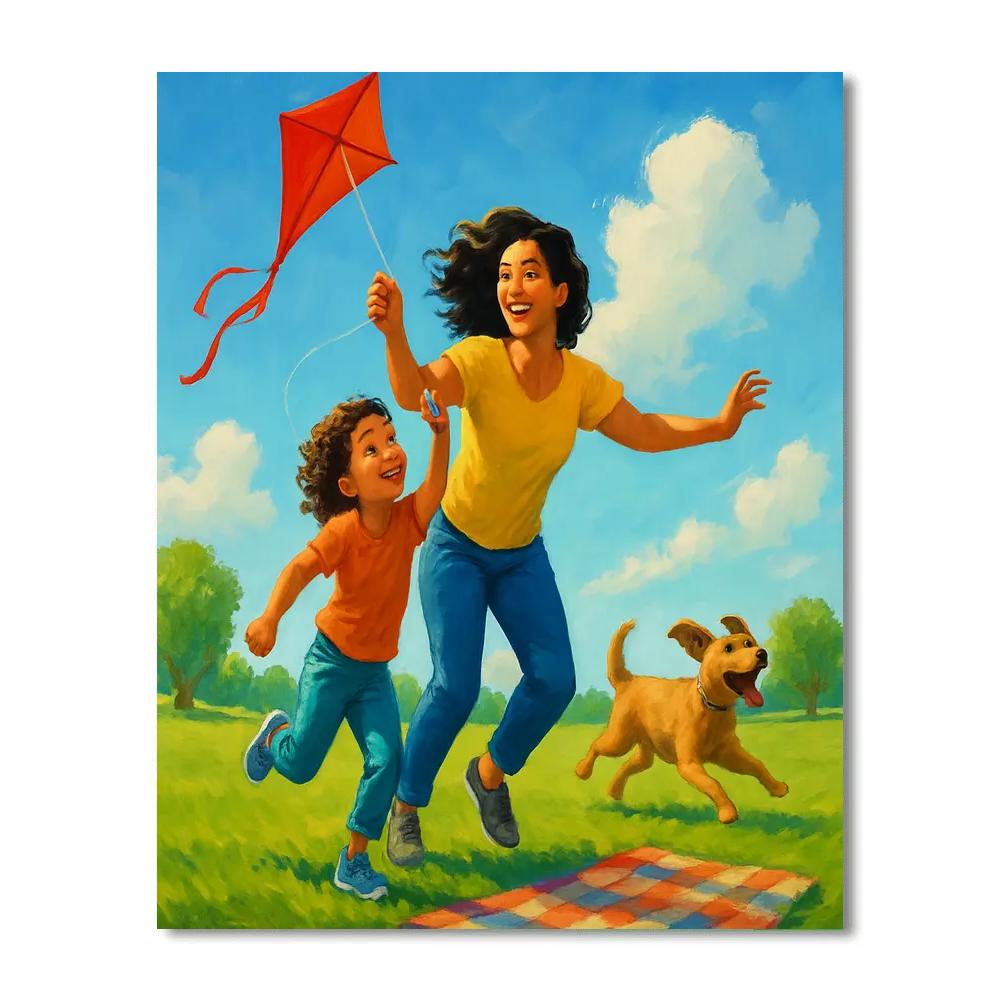 Spring Park Kite Lesson Painting by numbers kit