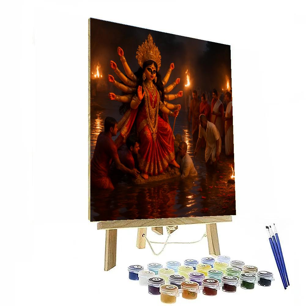Durga Puja Idol Immersion Paint by numbers art