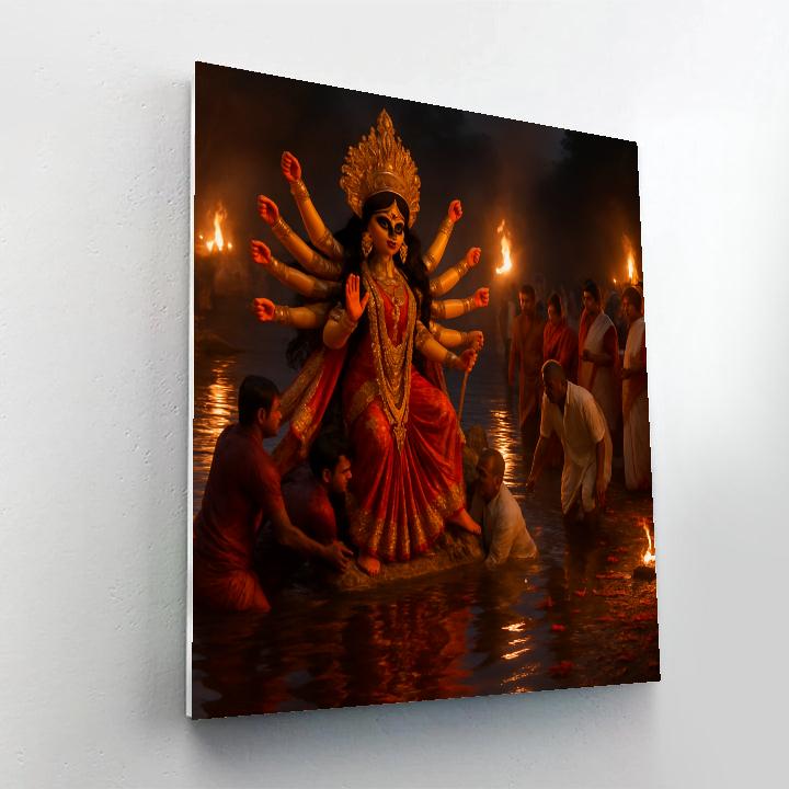 Durga Puja Idol Immersion Paint by numbers art