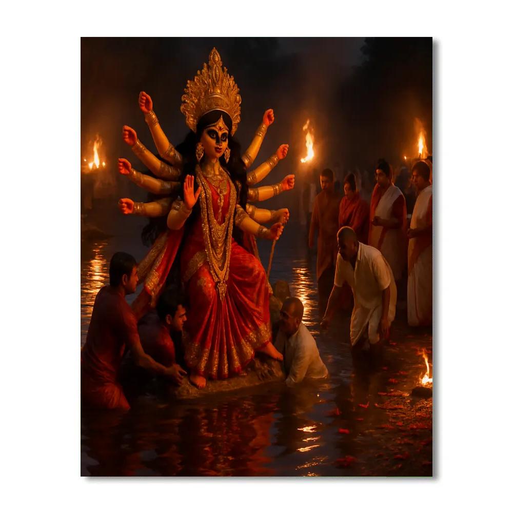 Durga Puja Idol Immersion Paint by numbers art