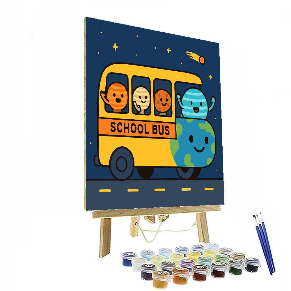 Solar System School Bus Paint by numbers art