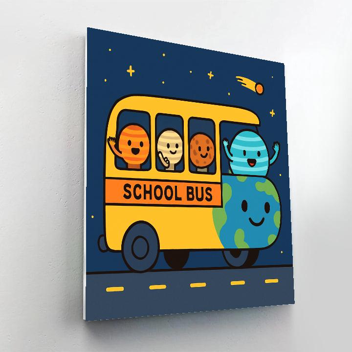 Solar System School Bus Paint by numbers art
