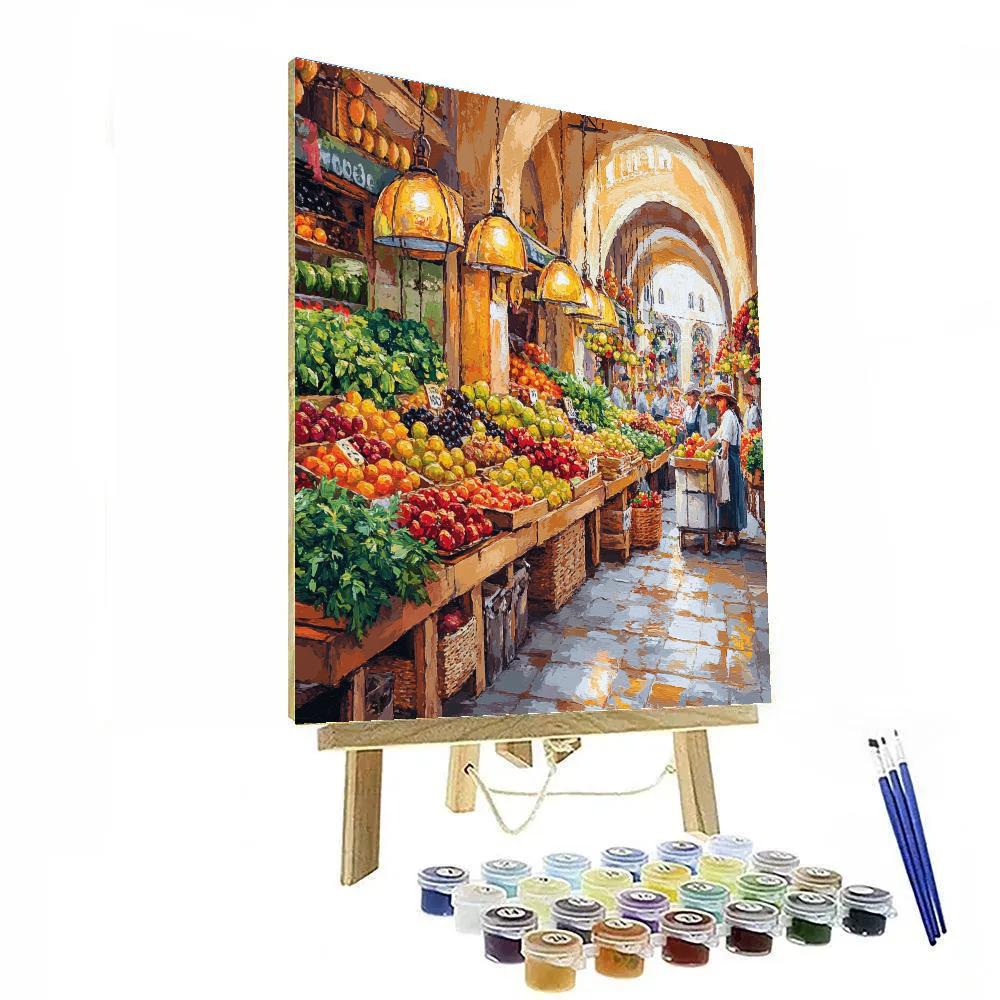 La Rambla Market Stalls Barcelona Spain painting number kit