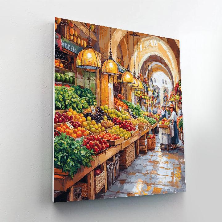 La Rambla Market Stalls Barcelona Spain painting number kit
