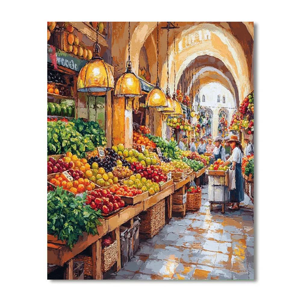 La Rambla Market Stalls Barcelona Spain painting number kit