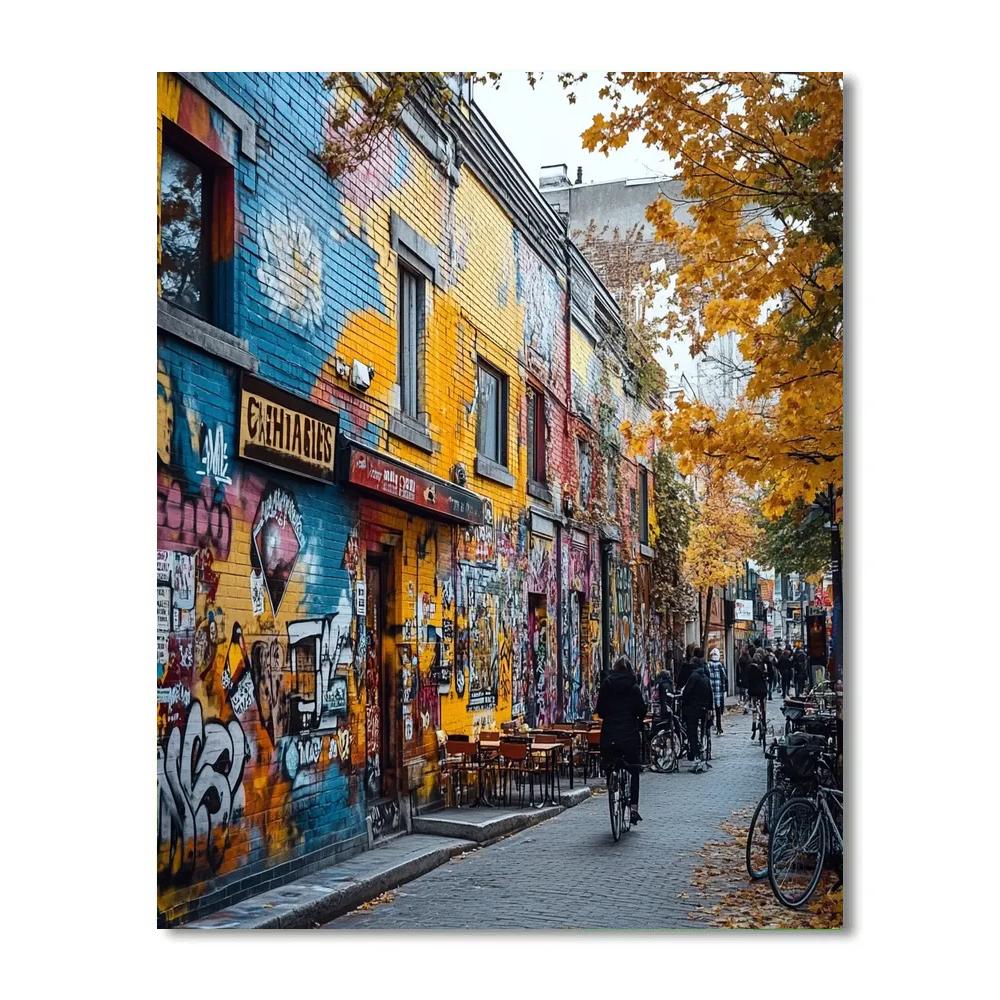 Montreal Plateau Street Murals Canada Paint by numbers art