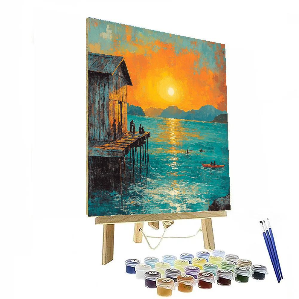 Sai Wan Swimming Shed Sunset Hong Kong China paint by number