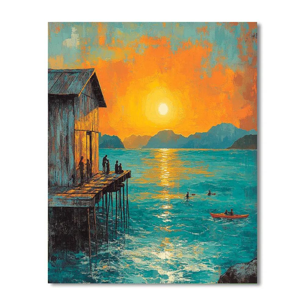 Sai Wan Swimming Shed Sunset Hong Kong China paint by number