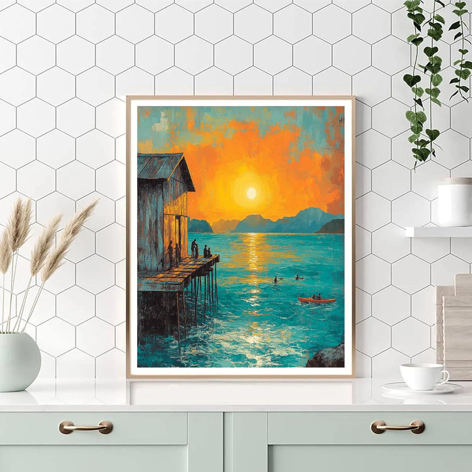 Sai Wan Swimming Shed Sunset Hong Kong China paint by number