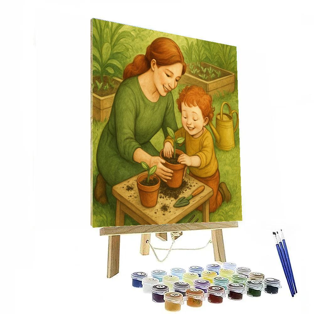 Backyard Garden Potting Lesson DIY paint by numbers