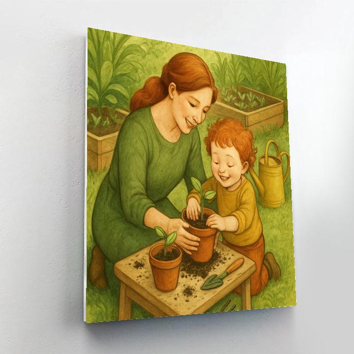 Backyard Garden Potting Lesson DIY paint by numbers