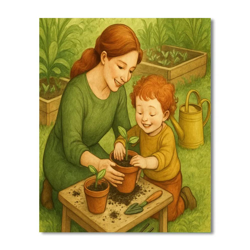 Backyard Garden Potting Lesson DIY paint by numbers