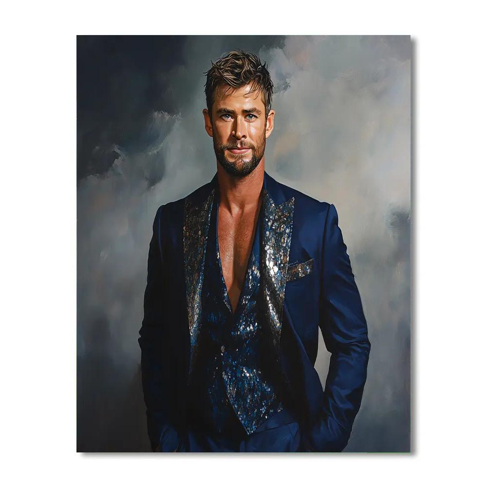 Chris Hemsworth: Channeling The Thunderous Heart Of Thor Number painting