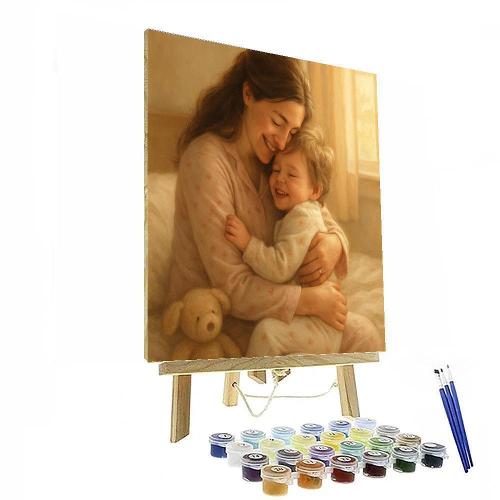 Morning Cuddle In Cozy Pajamas paint by color