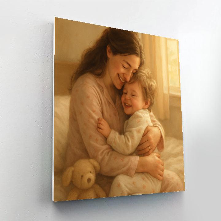 Morning Cuddle In Cozy Pajamas paint by color