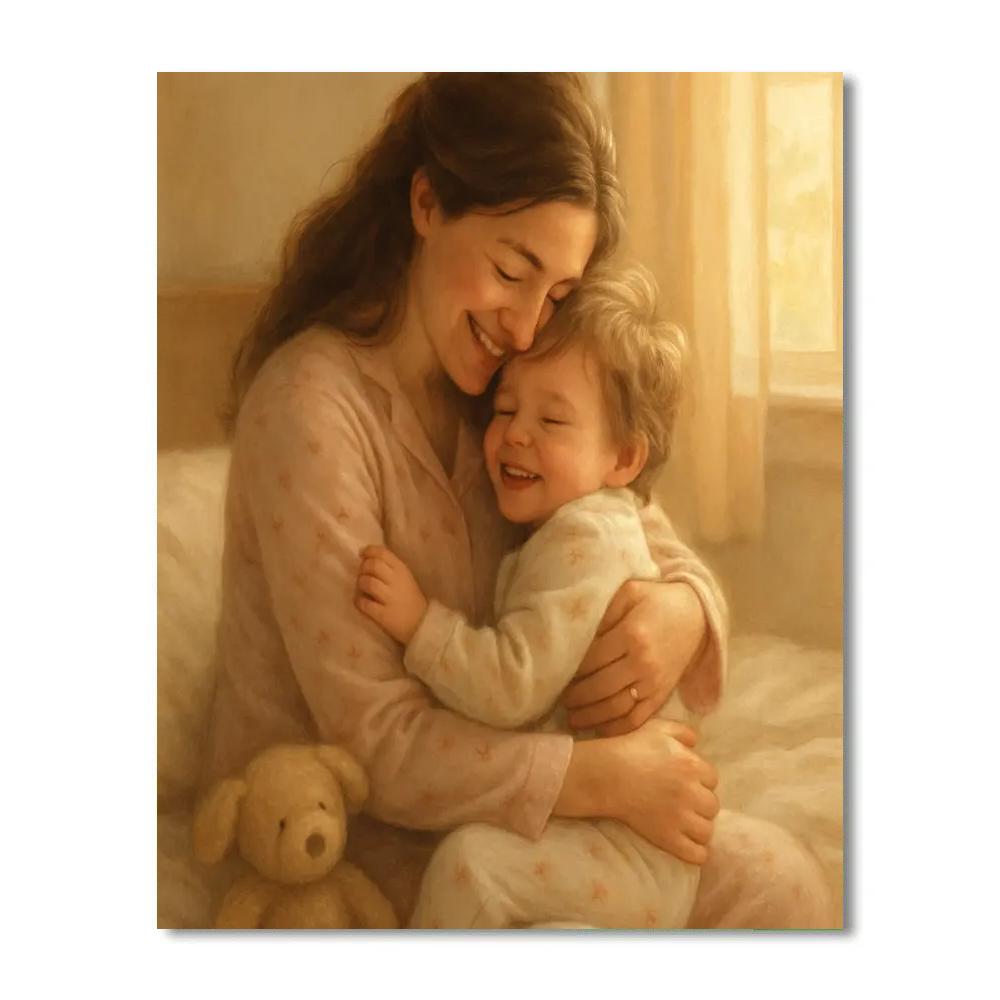 Morning Cuddle In Cozy Pajamas paint by color