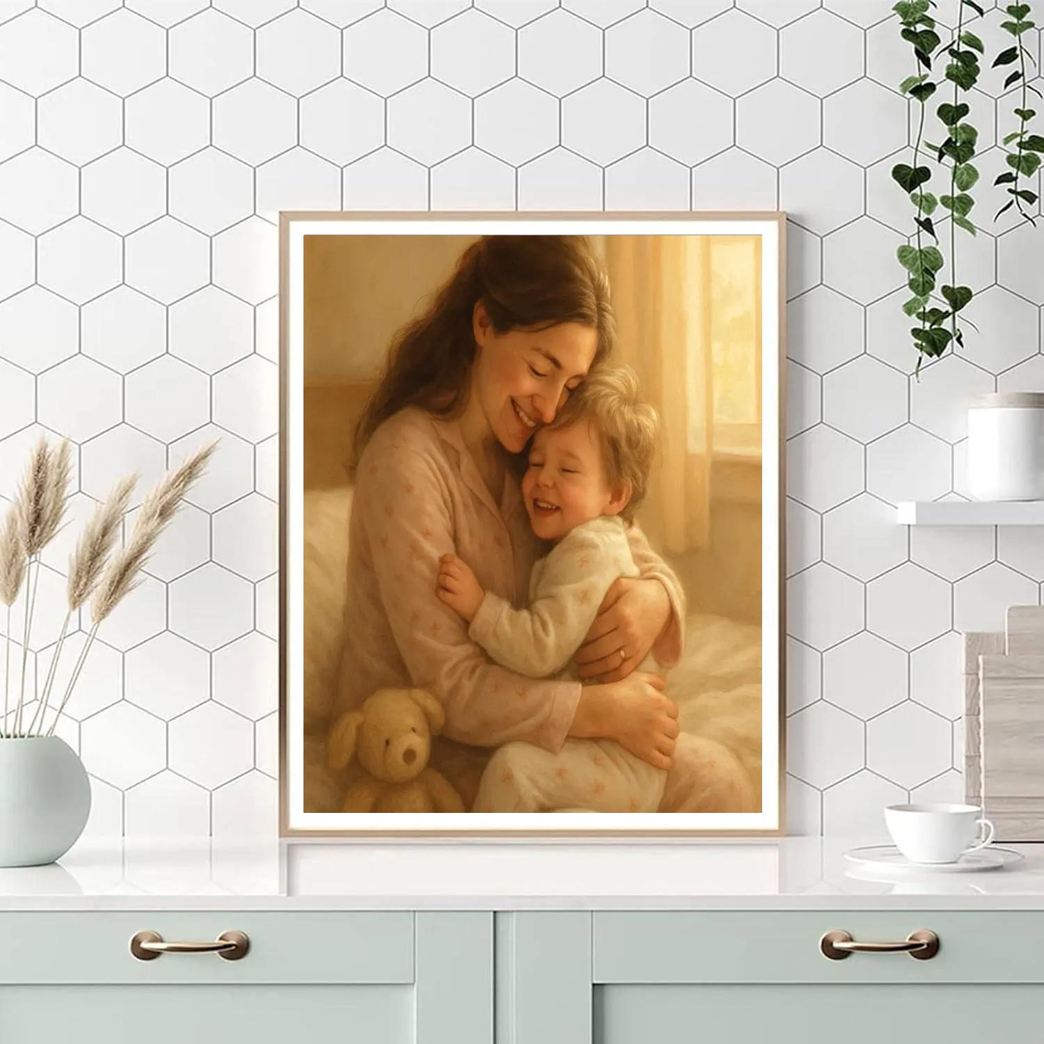 Morning Cuddle In Cozy Pajamas paint by color