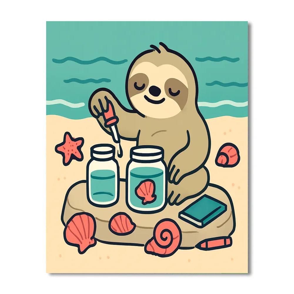 Seaside Science Sloth paint by numbers