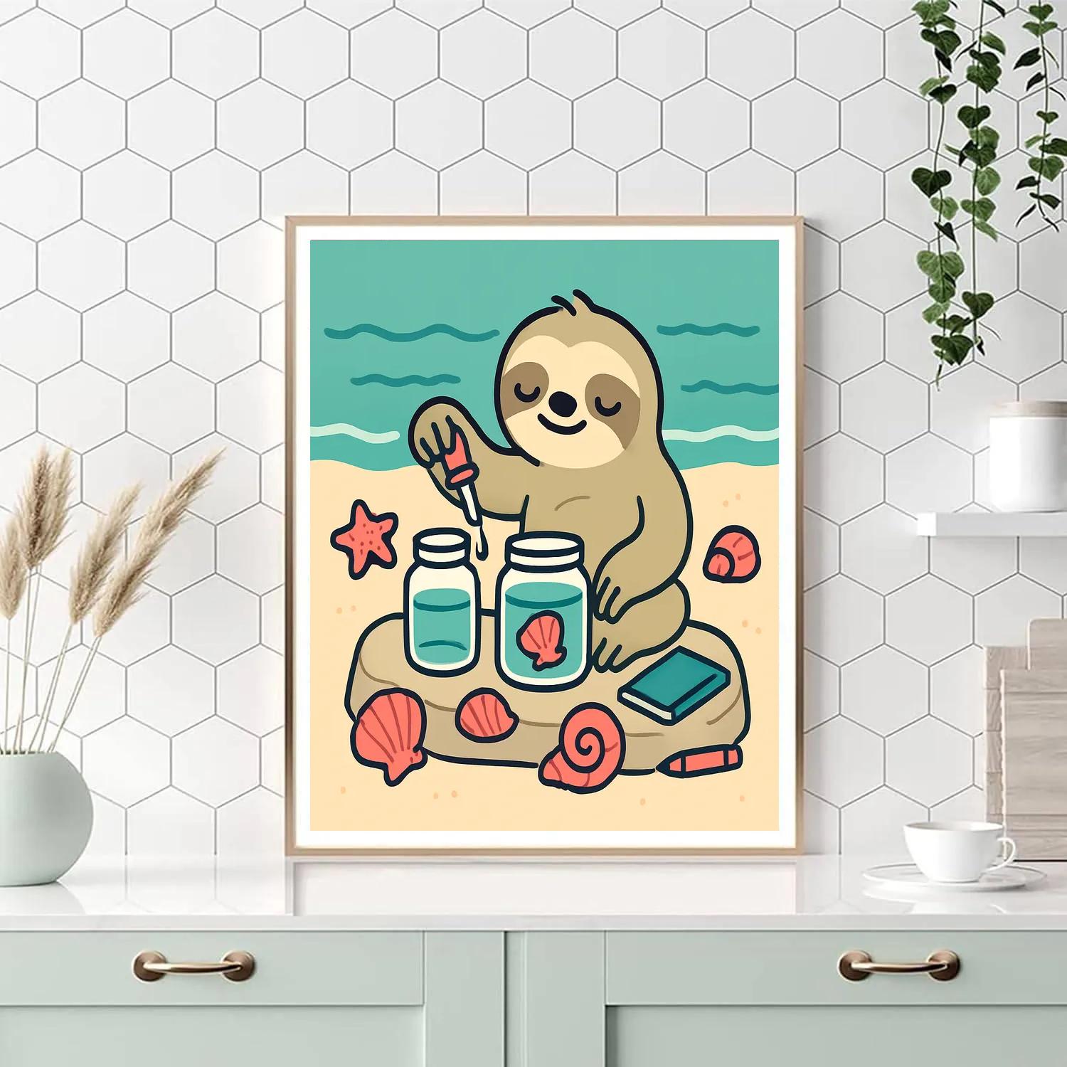 Seaside Science Sloth paint by numbers