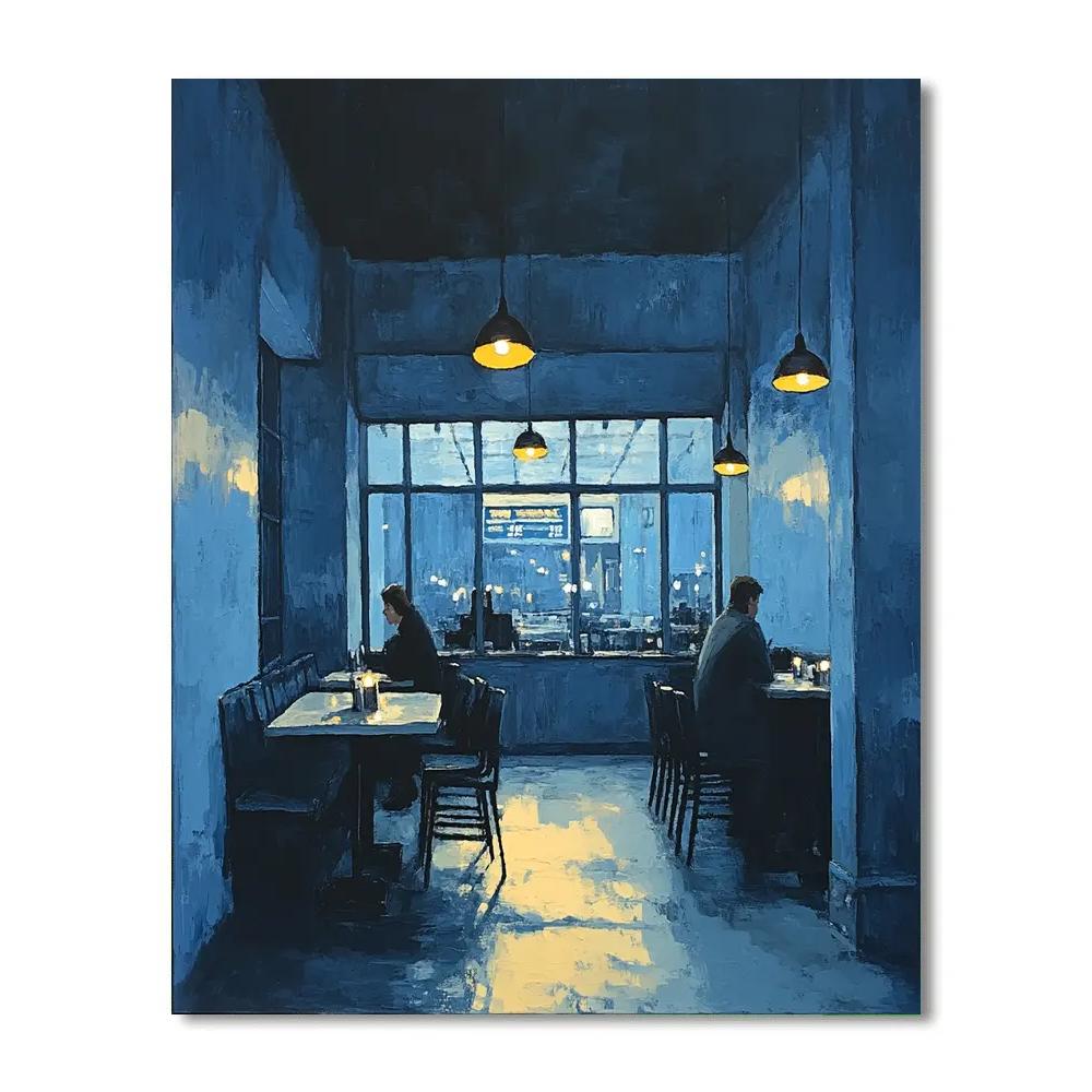 Edward Hopper Inspired Quiet Diner paint by color
