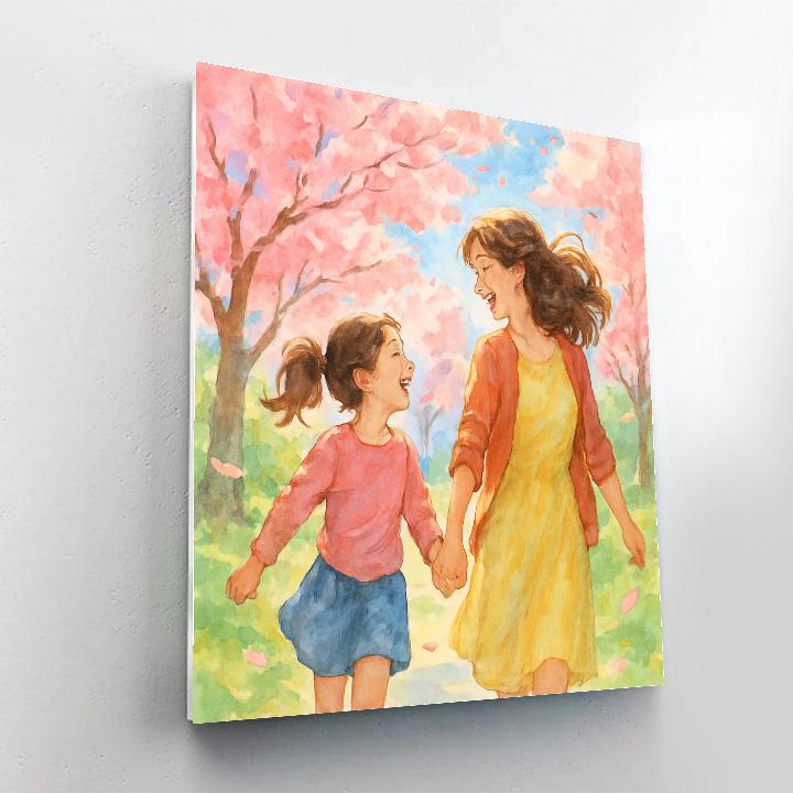 Cherry Blossom Walk Together paint by numbers