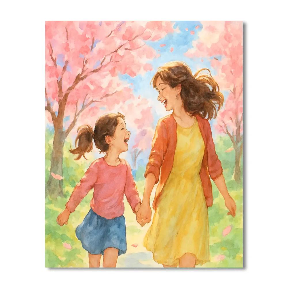 Cherry Blossom Walk Together paint by numbers