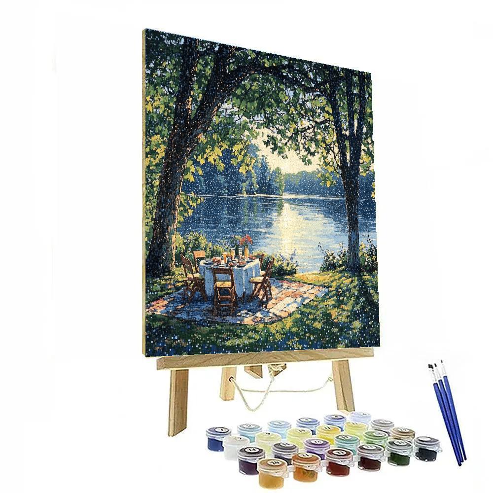 Georges Seurat Inspired Lakeside Pointillism painting number kit
