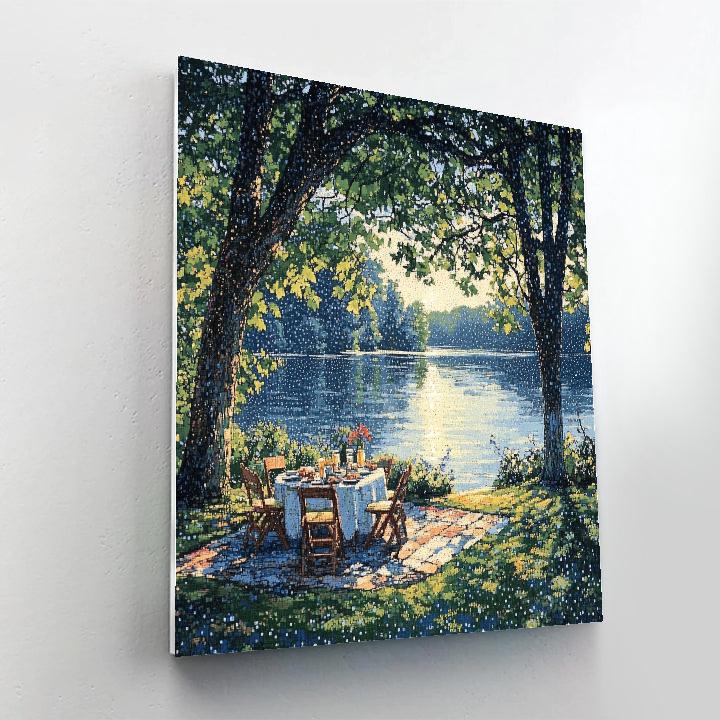 Georges Seurat Inspired Lakeside Pointillism painting number kit