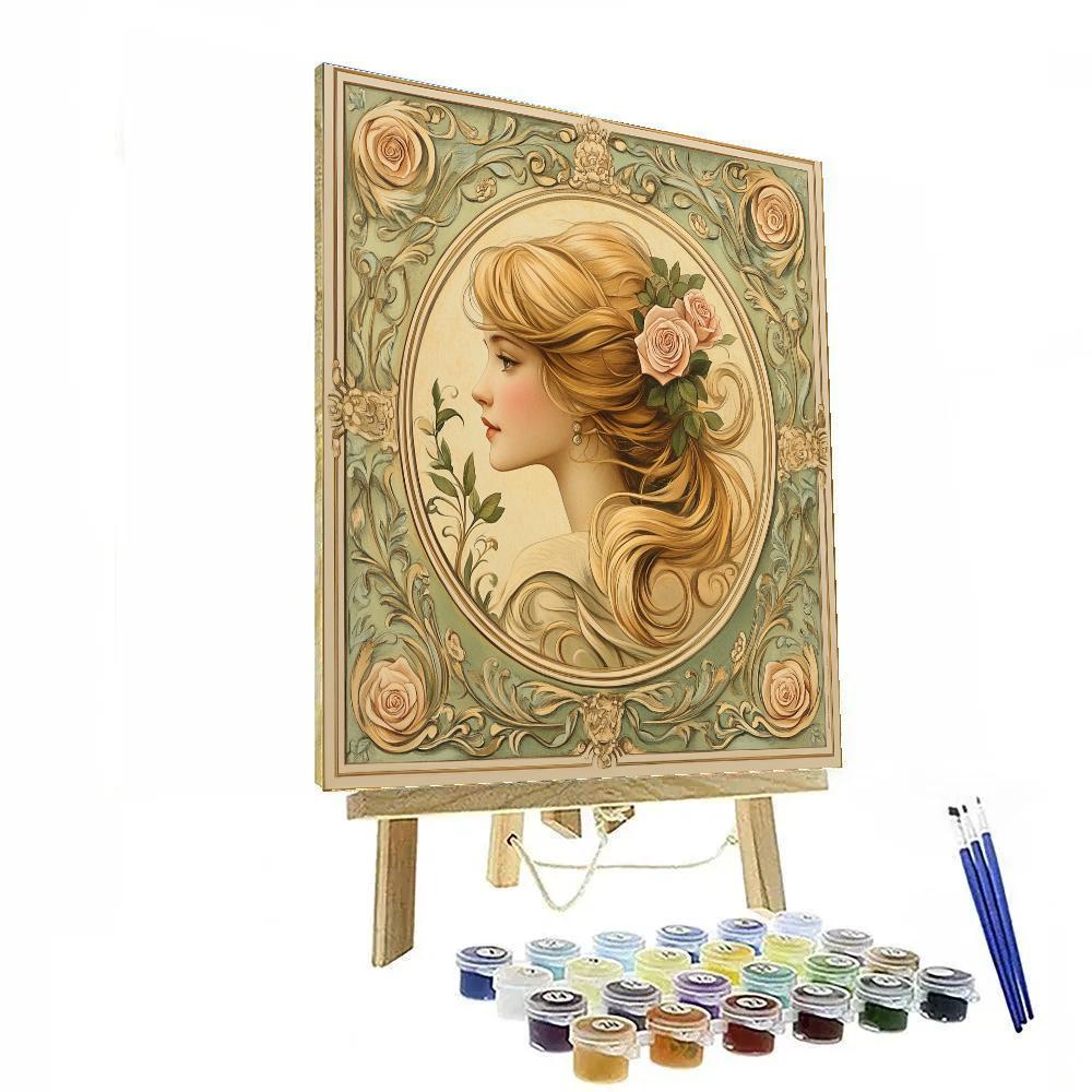Alphonse Mucha Inspired Floral Emblem Painting by numbers kit