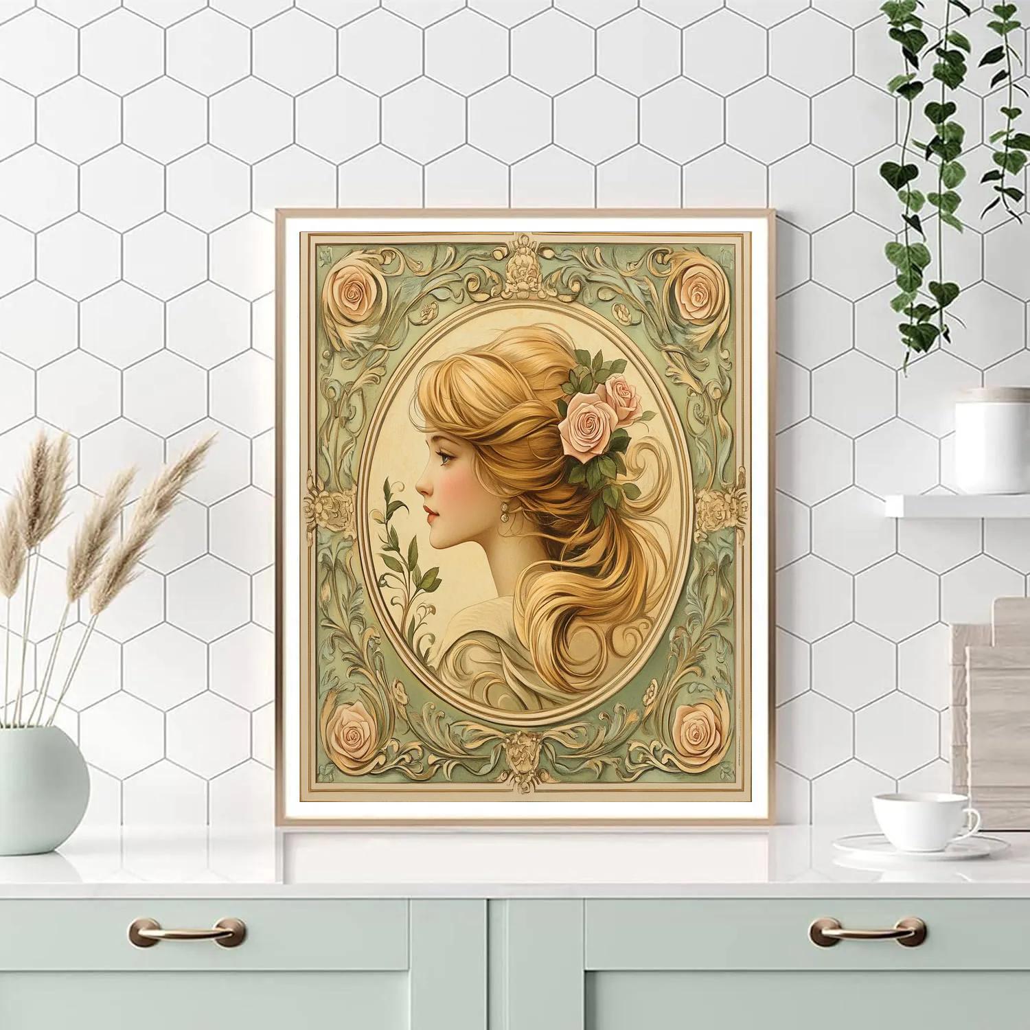 Alphonse Mucha Inspired Floral Emblem Painting by numbers kit