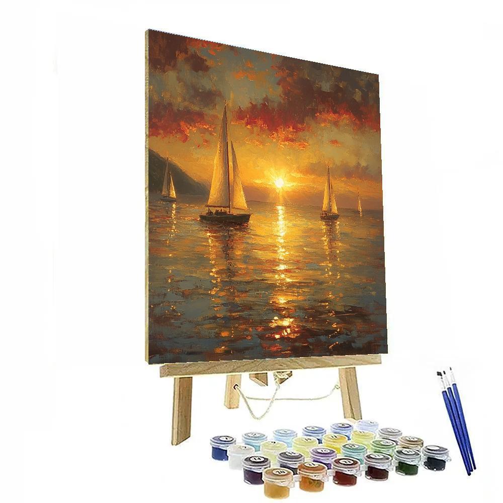 William Turner Inspired Golden Sunset Over Sea Paint by numbers kits