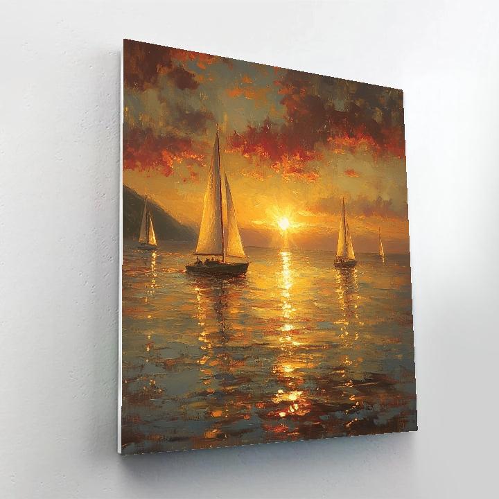 William Turner Inspired Golden Sunset Over Sea Paint by numbers kits