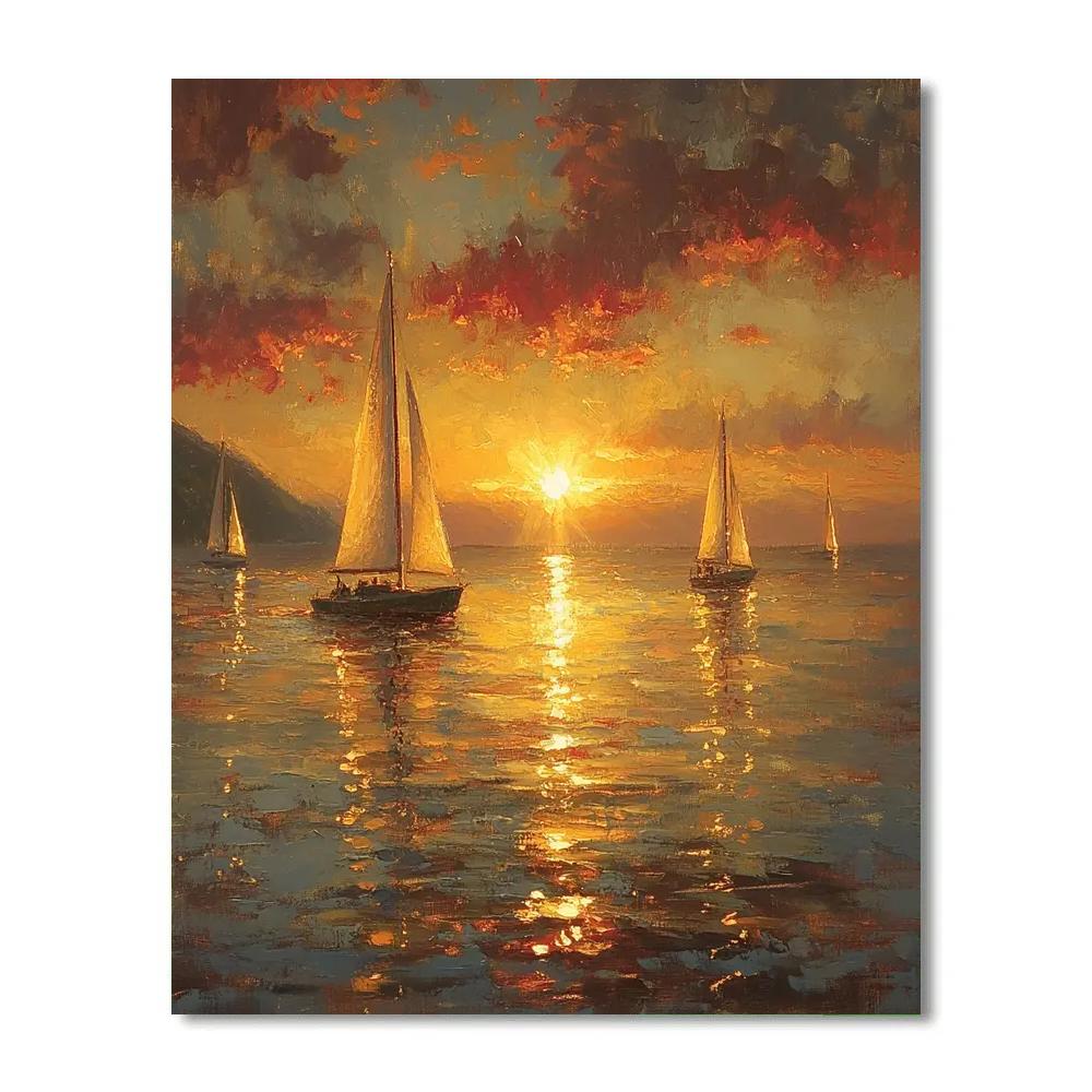 William Turner Inspired Golden Sunset Over Sea Paint by numbers kits