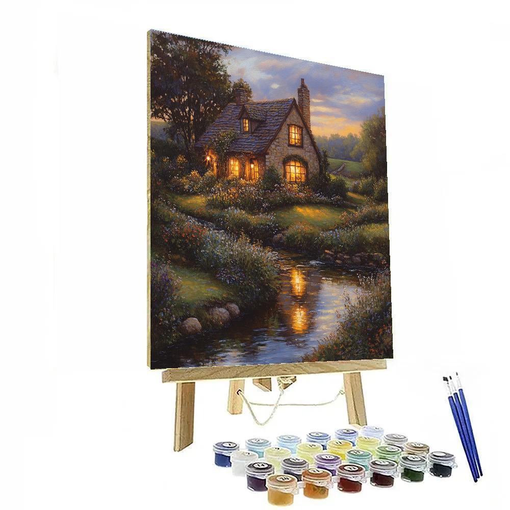 Thomas Kinkade Inspired Cozy Cottage Numbered painting kits