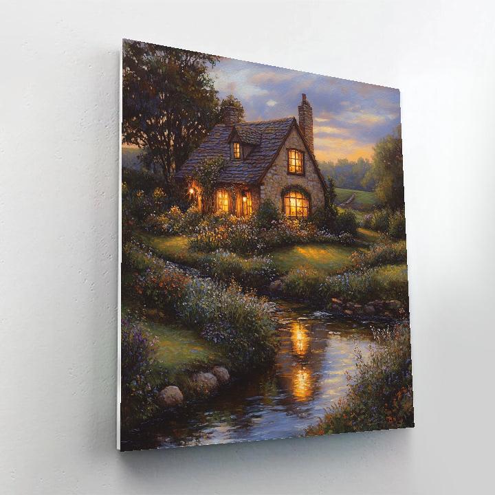 Thomas Kinkade Inspired Cozy Cottage Numbered painting kits