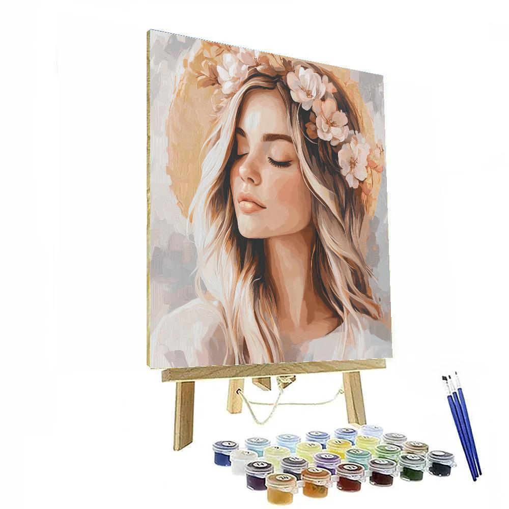 Botticelli Inspired Flower Crown paint by number