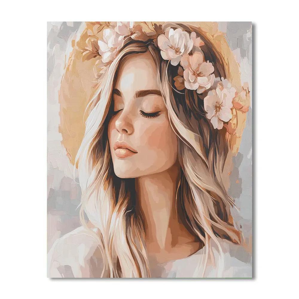 Botticelli Inspired Flower Crown paint by number