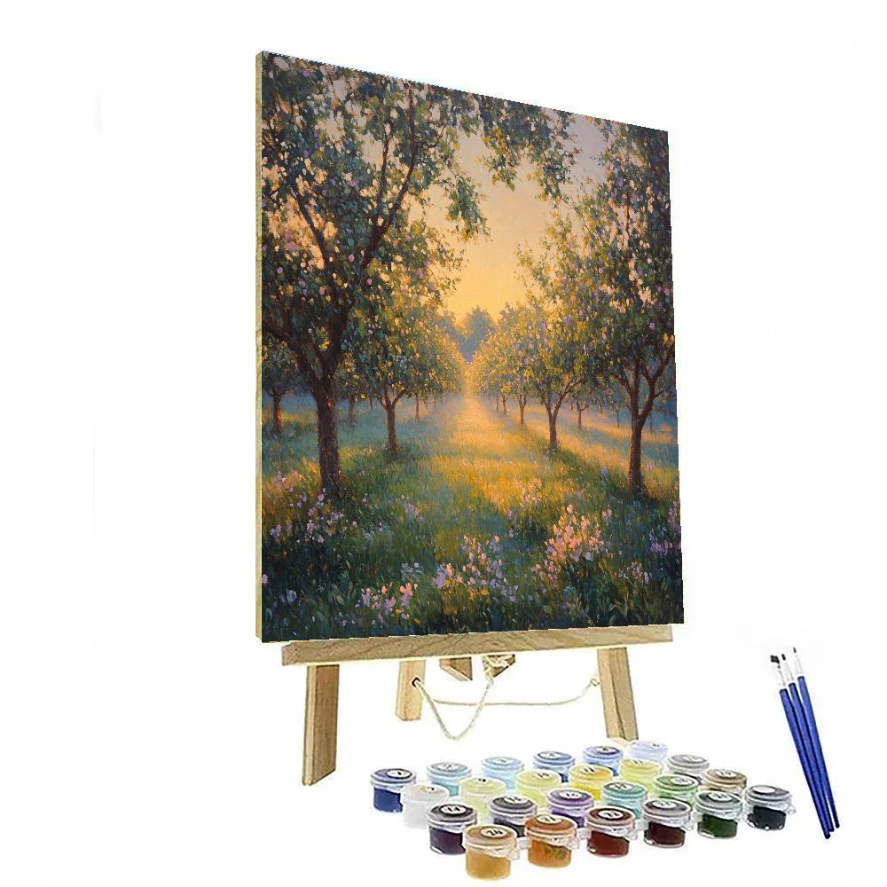 Edgar Degas Inspired Morning Light On Orchard Mist paint by number