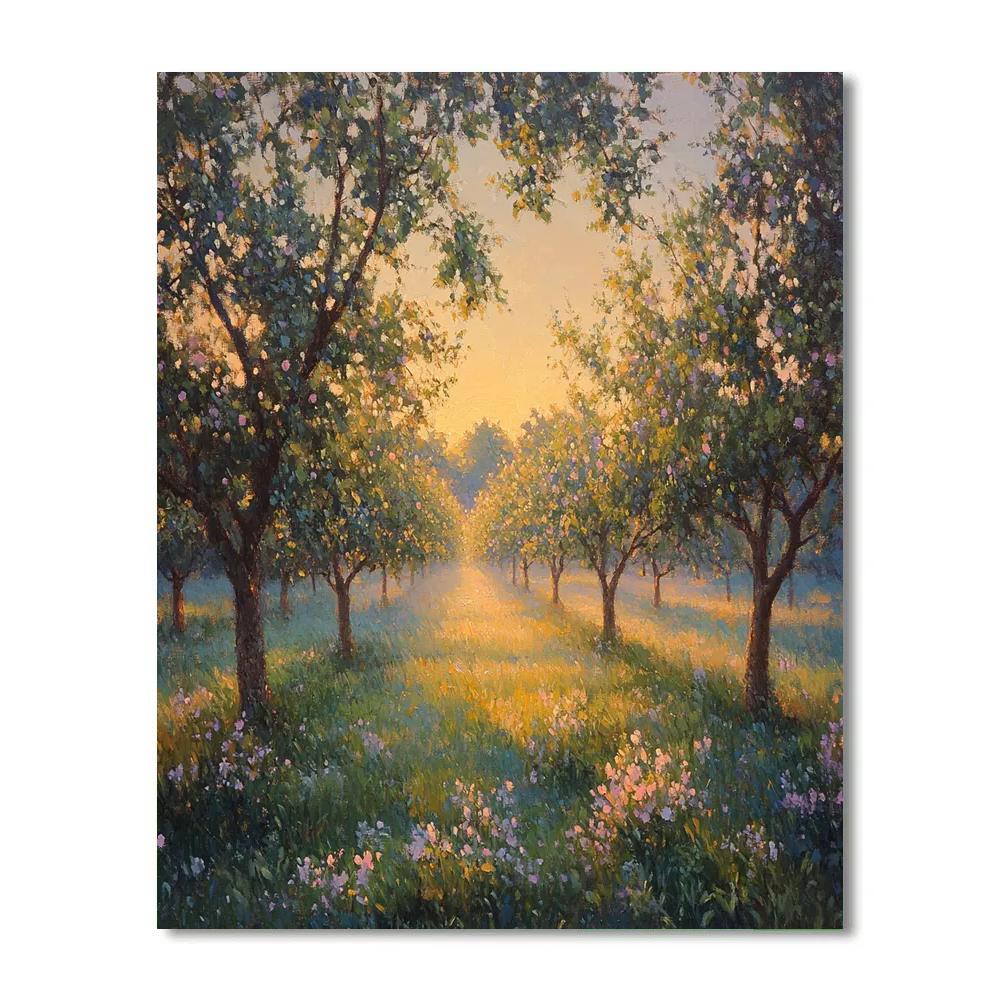 Edgar Degas Inspired Morning Light On Orchard Mist paint by number