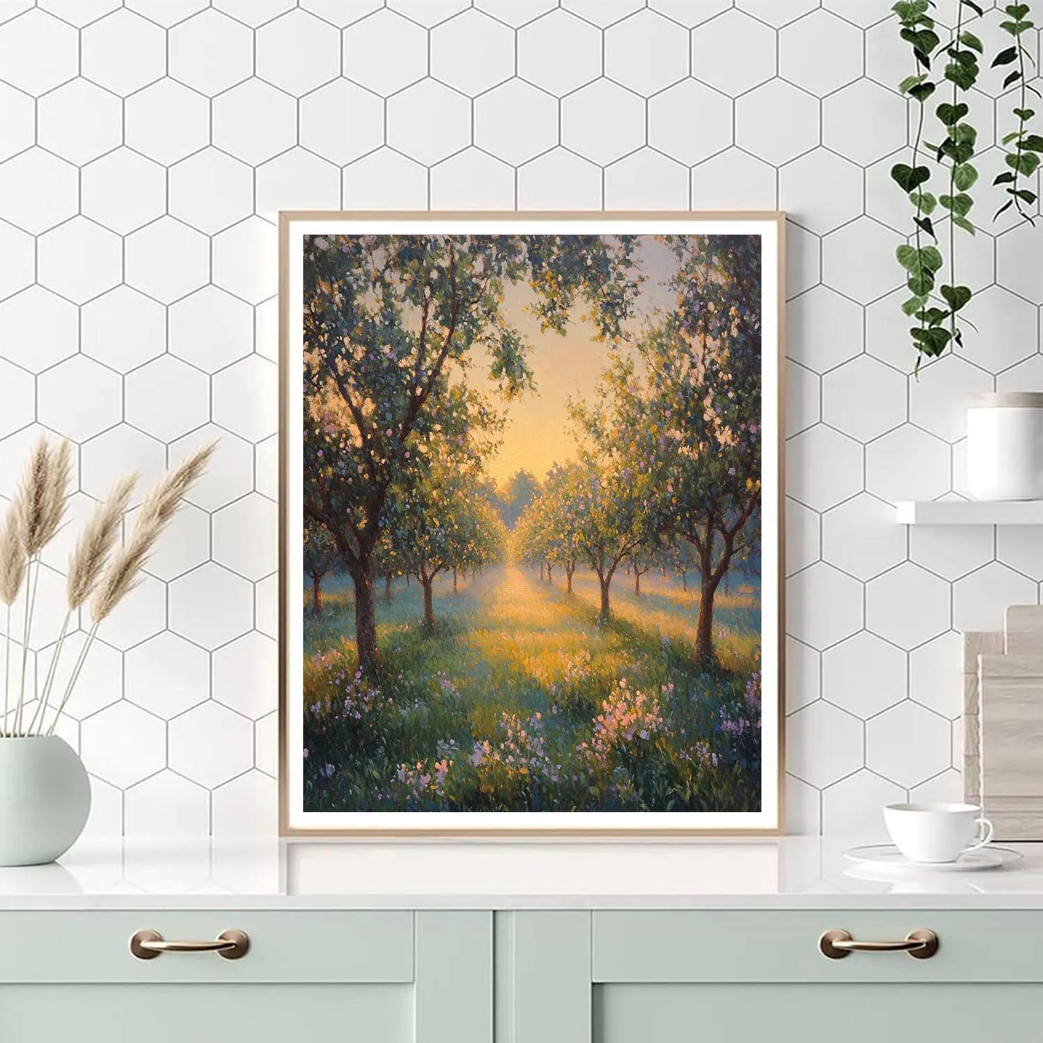 Edgar Degas Inspired Morning Light On Orchard Mist paint by number